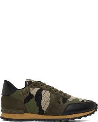 dunkelbraune Camouflage Leder Sportschuhe