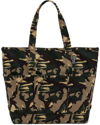dunkelbraune Camouflage Shopper Tasche aus Segeltuch von Gramicci