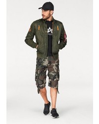 dunkelbraune Camouflage Shorts von Alpha Industries