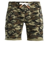 dunkelbraune Camouflage Shorts von INDICODE JEANS