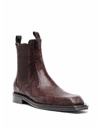 dunkelbraune Chelsea Boots aus Leder mit Schlangenmuster von Martine Rose