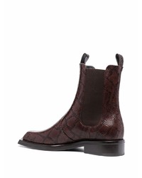 dunkelbraune Chelsea Boots aus Leder mit Schlangenmuster von Martine Rose