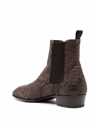 dunkelbraune Chelsea Boots aus Leder mit Schlangenmuster von Lidfort