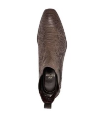 dunkelbraune Chelsea Boots aus Leder mit Schlangenmuster von Lidfort