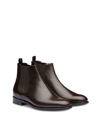 dunkelbraune Chelsea Boots aus Leder von Prada