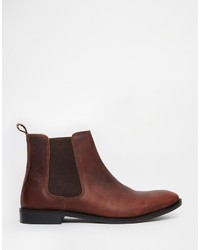 dunkelbraune Chelsea Boots aus Leder von Asos