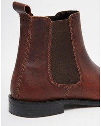 dunkelbraune Chelsea Boots aus Leder von Asos