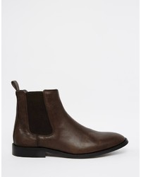 dunkelbraune Chelsea Boots aus Leder von Asos