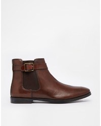 dunkelbraune Chelsea Boots aus Leder von Asos