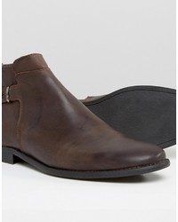 dunkelbraune Chelsea Boots aus Leder von Asos