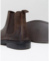 dunkelbraune Chelsea Boots aus Leder von Asos