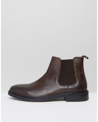 dunkelbraune Chelsea Boots aus Leder von Asos