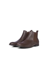 dunkelbraune Chelsea Boots aus Leder von Jack & Jones