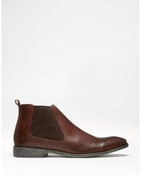 dunkelbraune Chelsea Boots aus Leder von Base London