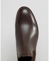 dunkelbraune Chelsea Boots aus Leder von Selected