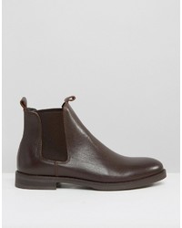 dunkelbraune Chelsea Boots aus Leder von Selected