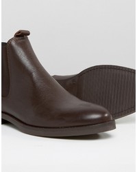 dunkelbraune Chelsea Boots aus Leder von Selected