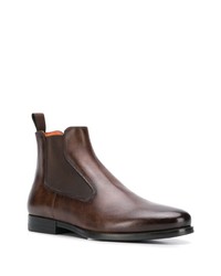 dunkelbraune Chelsea Boots aus Leder von Santoni