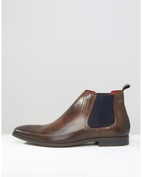 dunkelbraune Chelsea Boots aus Leder von Base London