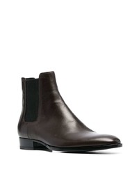 dunkelbraune Chelsea Boots aus Leder von Saint Laurent