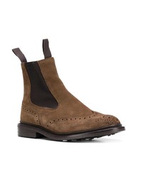 dunkelbraune Chelsea Boots aus Wildleder von Trickers