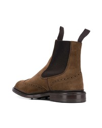 dunkelbraune Chelsea Boots aus Wildleder von Trickers