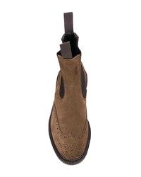 dunkelbraune Chelsea Boots aus Wildleder von Trickers