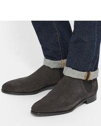 dunkelbraune Chelsea Boots aus Wildleder von Edward Green