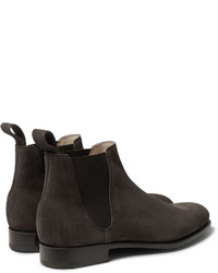 dunkelbraune Chelsea Boots aus Wildleder von Edward Green