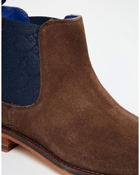 dunkelbraune Chelsea Boots aus Wildleder von Ted Baker