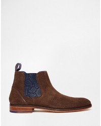 dunkelbraune Chelsea Boots aus Wildleder von Ted Baker