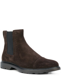 dunkelbraune Chelsea Boots aus Wildleder von Hogan