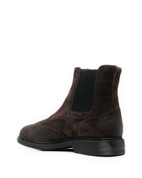 dunkelbraune Chelsea Boots aus Wildleder von Hogan