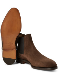 dunkelbraune Chelsea Boots aus Wildleder von John Lobb