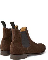 dunkelbraune Chelsea Boots aus Wildleder von John Lobb