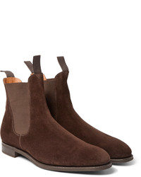 dunkelbraune Chelsea Boots aus Wildleder von Edward Green