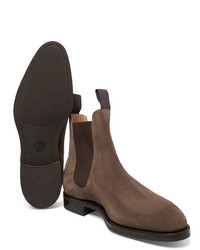 dunkelbraune Chelsea Boots aus Wildleder von Edward Green