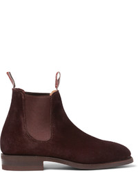 dunkelbraune Chelsea Boots aus Wildleder von Roland Mouret