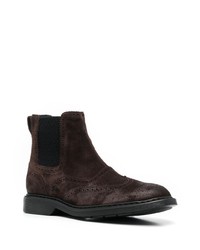 dunkelbraune Chelsea Boots aus Wildleder von Hogan