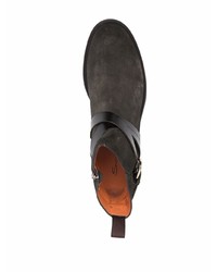 dunkelbraune Chelsea Boots aus Wildleder von Santoni