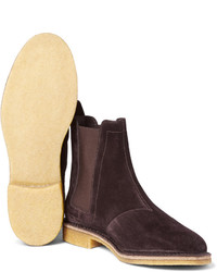 dunkelbraune Chelsea Boots aus Wildleder von Bottega Veneta