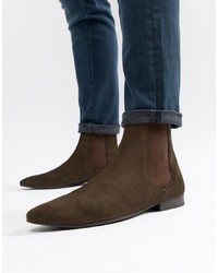 dunkelbraune Chelsea Boots aus Wildleder von WALK LONDON