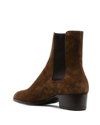 dunkelbraune Chelsea Boots aus Wildleder von Saint Laurent