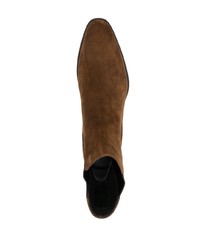 dunkelbraune Chelsea Boots aus Wildleder von Saint Laurent