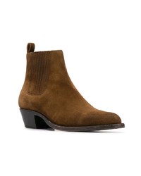 dunkelbraune Chelsea Boots aus Wildleder von Saint Laurent