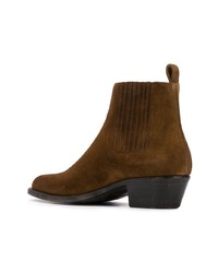 dunkelbraune Chelsea Boots aus Wildleder von Saint Laurent