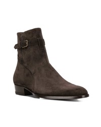 dunkelbraune Chelsea Boots aus Wildleder von Saint Laurent