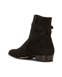 dunkelbraune Chelsea Boots aus Wildleder von Saint Laurent