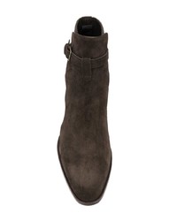 dunkelbraune Chelsea Boots aus Wildleder von Saint Laurent