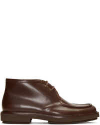 dunkelbraune Chukka-Stiefel aus Leder von A.P.C.